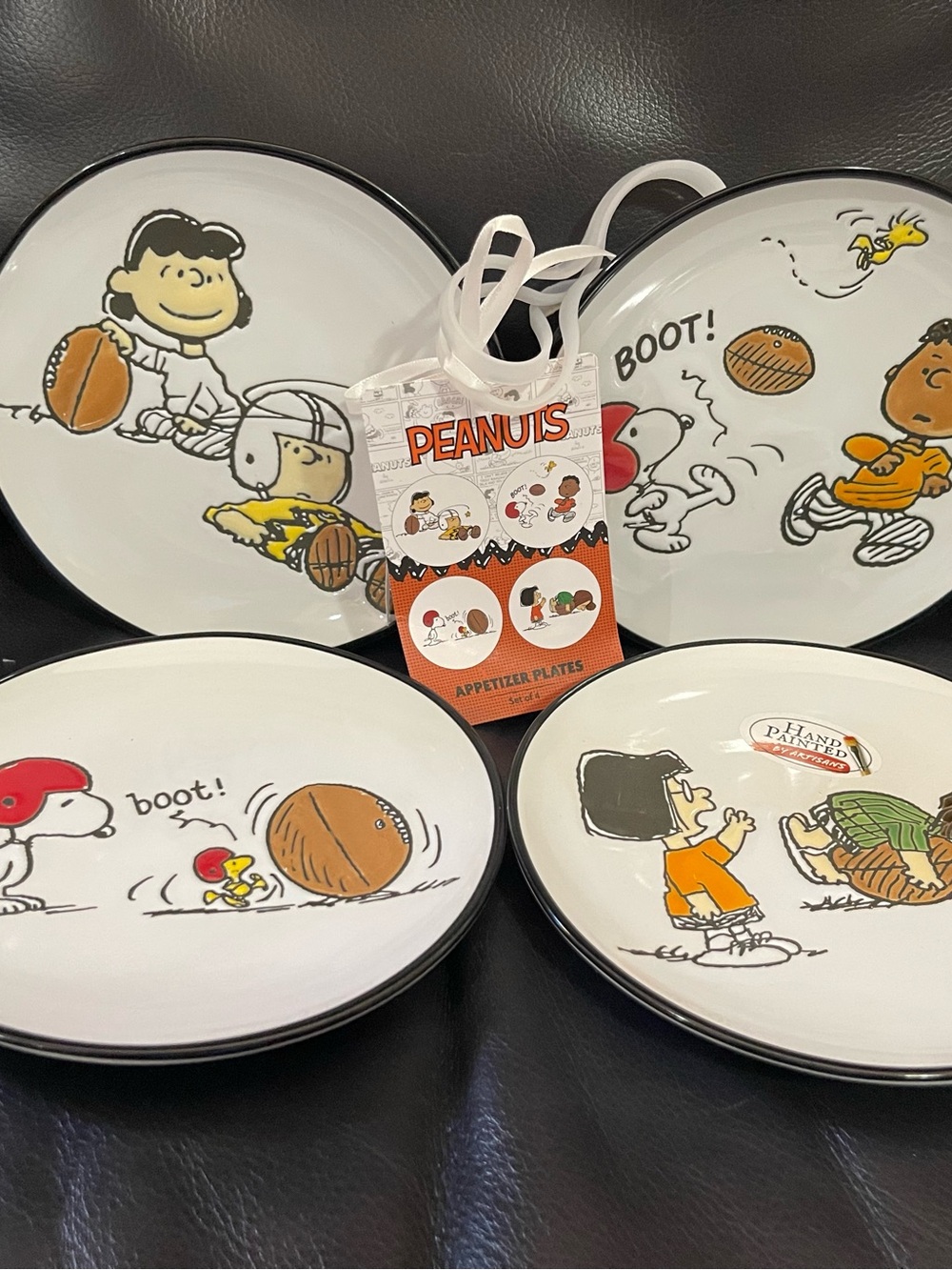 Peanuts Appetizer Plates (Set of 4) - Peanuts Football Appetizer Plates Ceramic